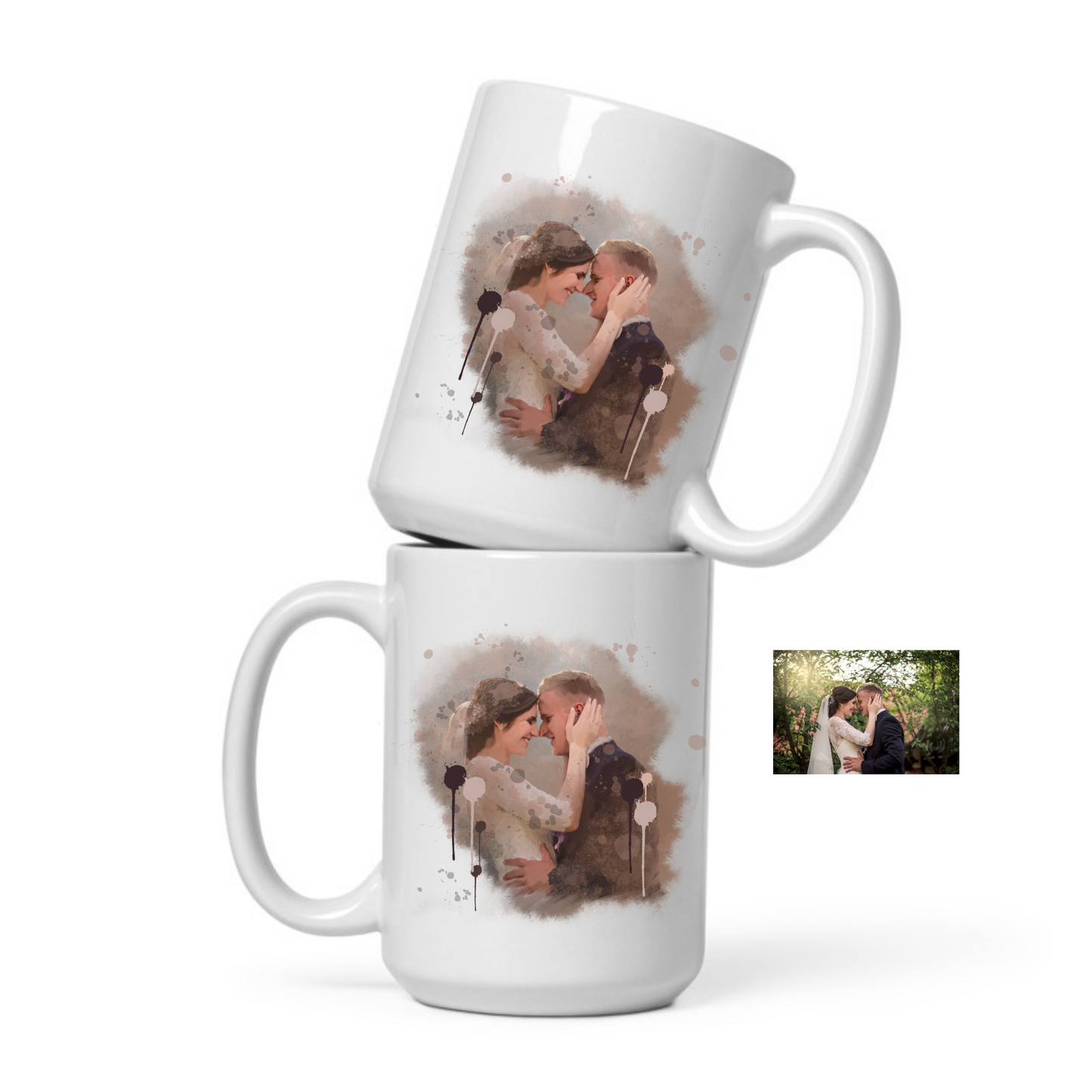 Set of 2 personalised mugs for wedding and anniversary gifts