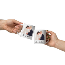 Load image into Gallery viewer, Personalised mug, faceless illustration for wedding image
