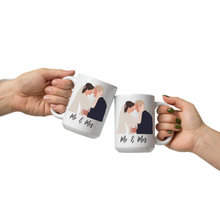 Load image into Gallery viewer, Personalised mug, faceless illustration for wedding image