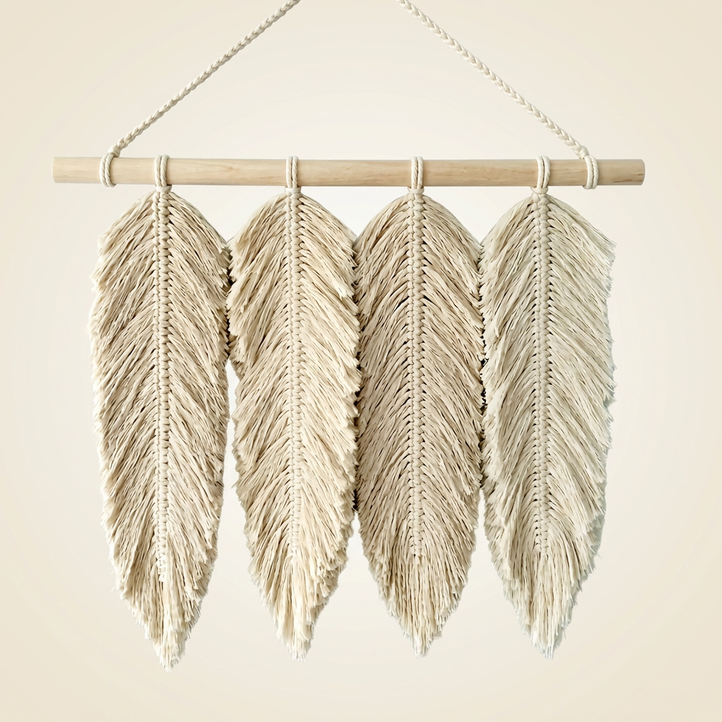 Handmade Macramé Feather Wall Hanging – Boho Wall Décor