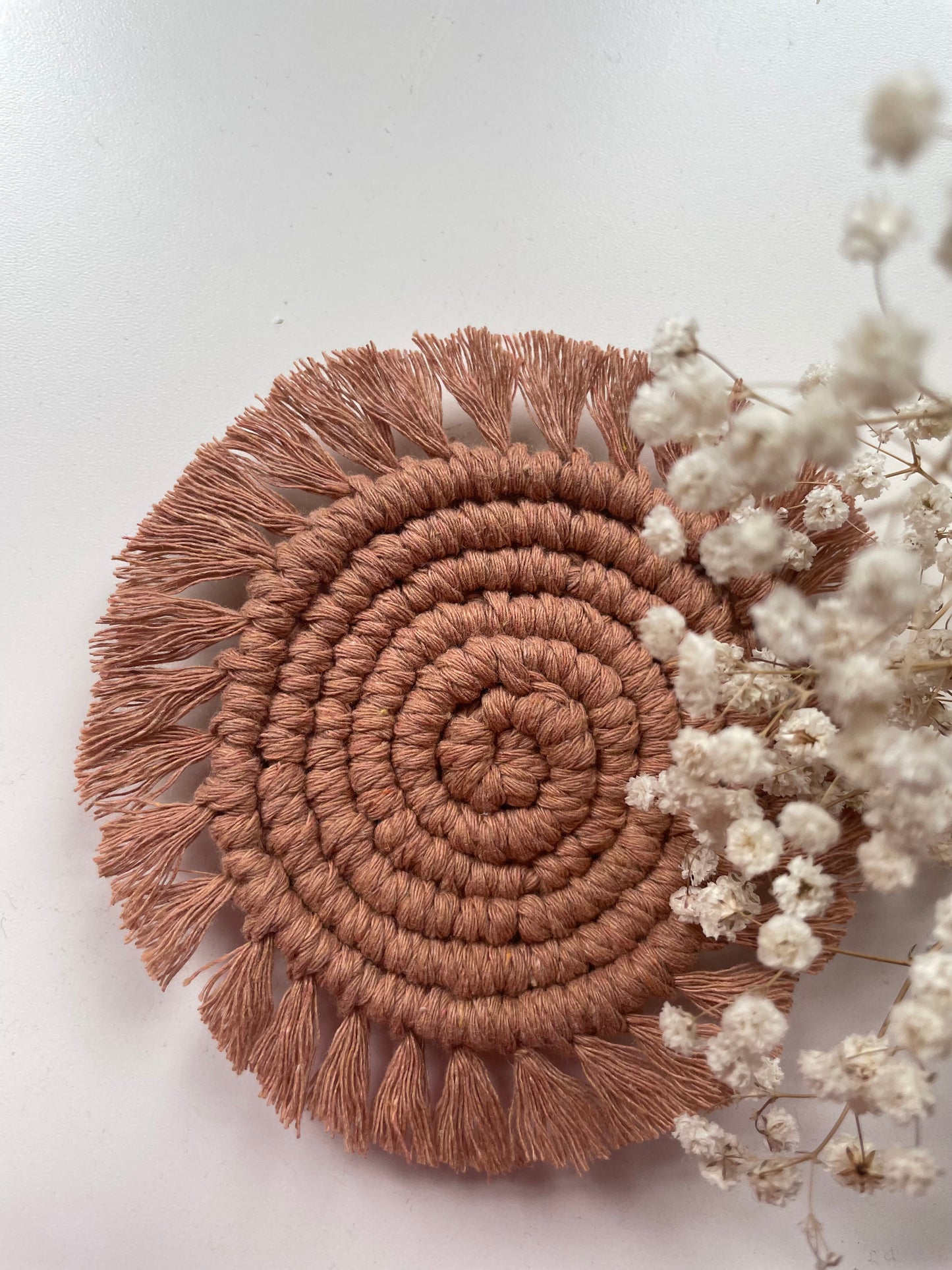 Macrame round coaster, set of 4 coasters