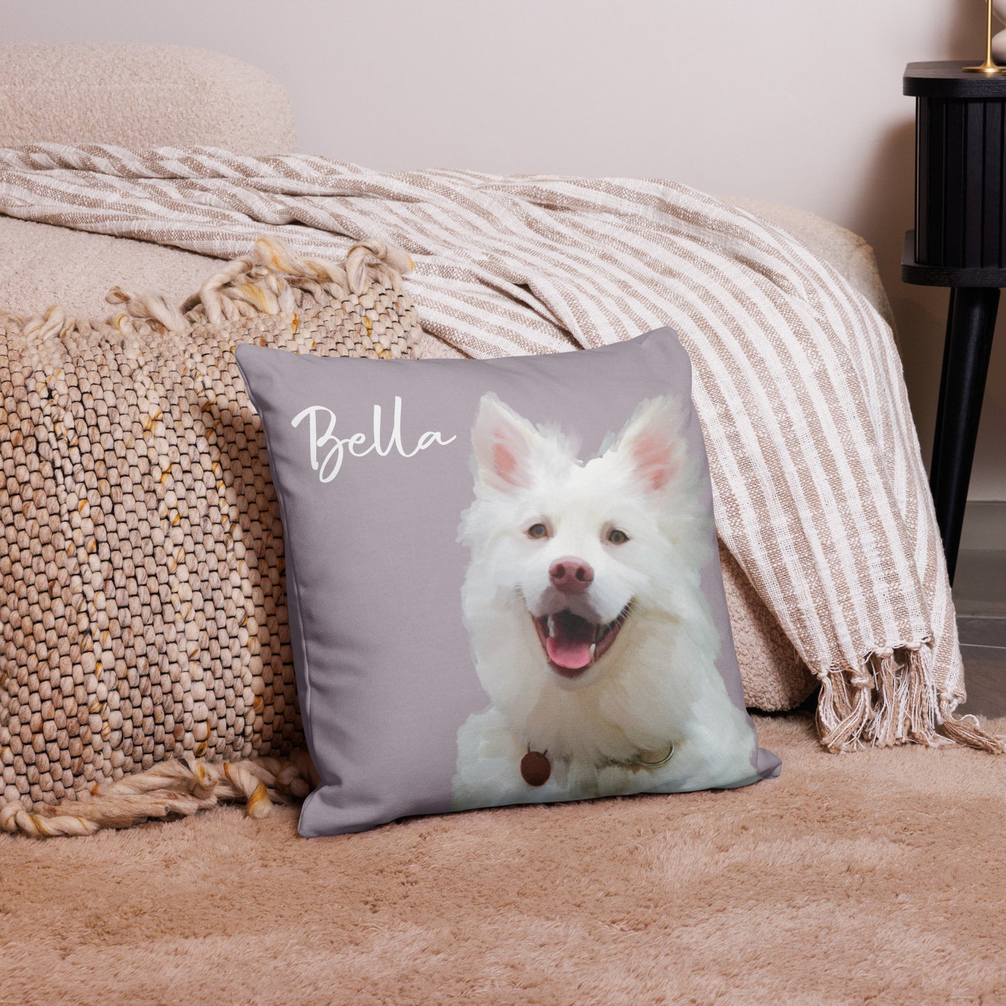 Personalised cushion with pet illustration