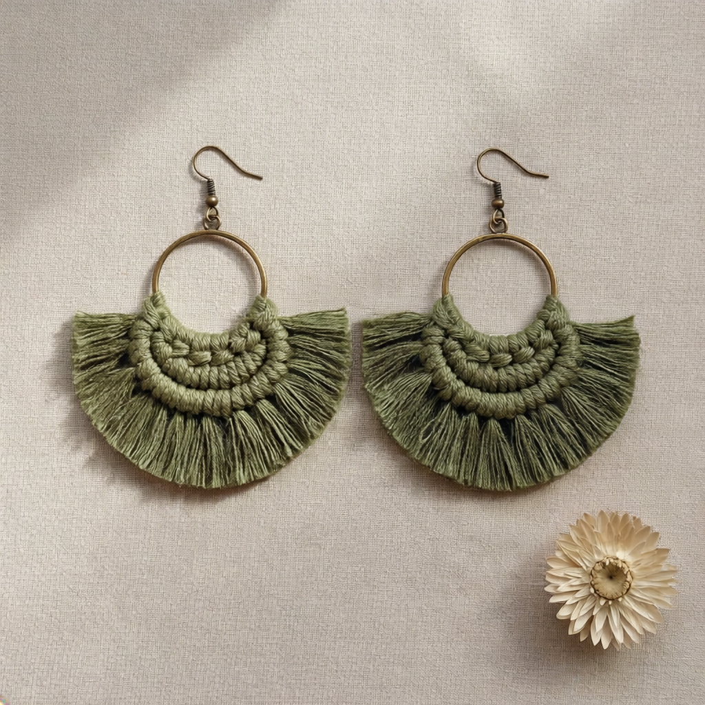 Handmade Macramé Hoop Earrings – Boho Earrings UK