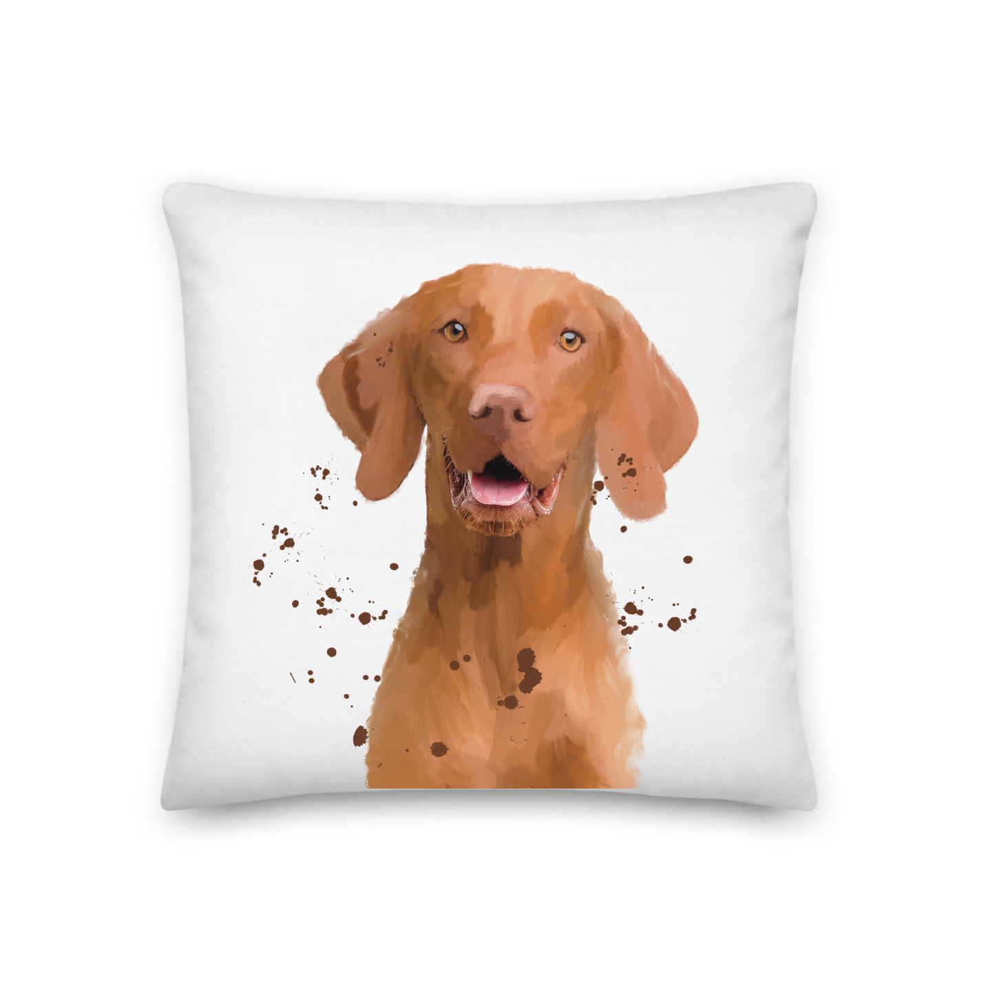 Personalised cushion with pet image splatter paint