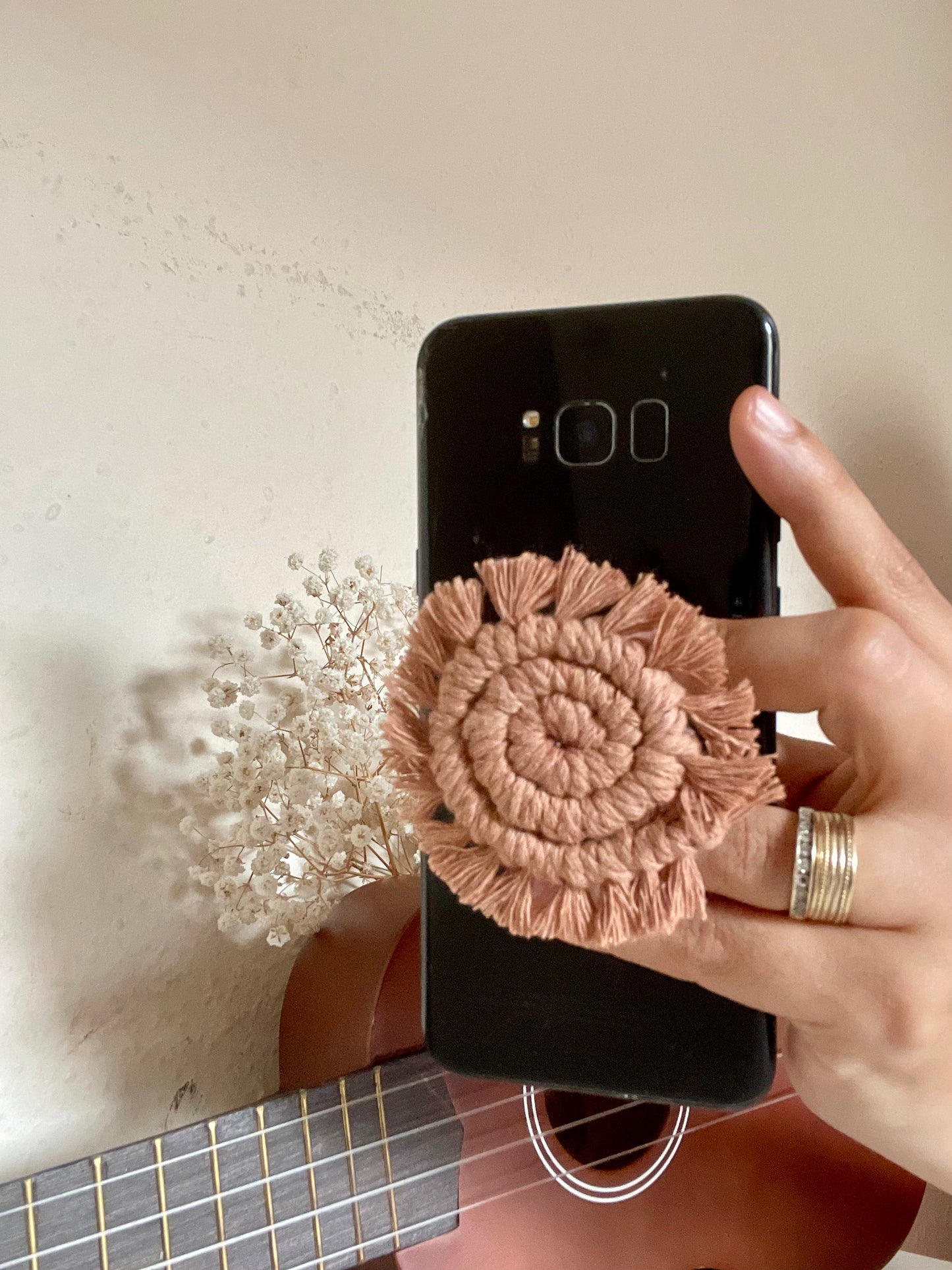 Handmade Macrame Spiral Phone Pop-Up Button