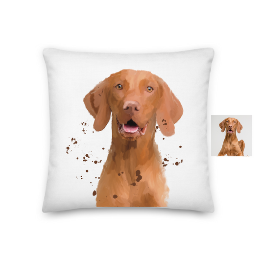 Personalised cushion with pet image splatter paint