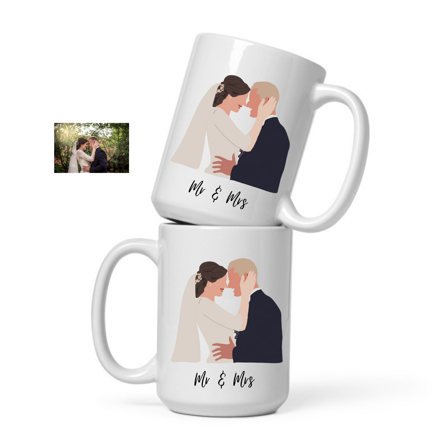 Personalised mug, faceless illustration for wedding image