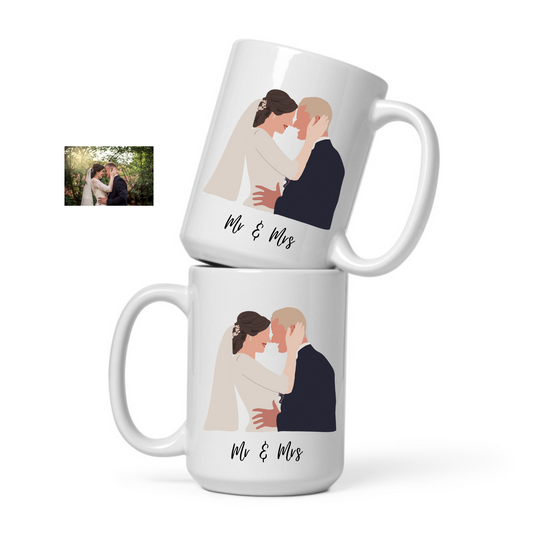 Personalised mug, faceless illustration for wedding image