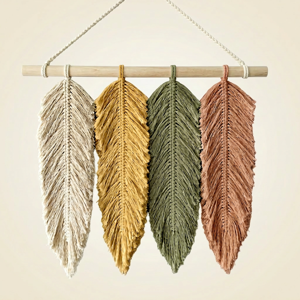 Handmade Macramé Feather Wall Hanging – Boho Wall Décor