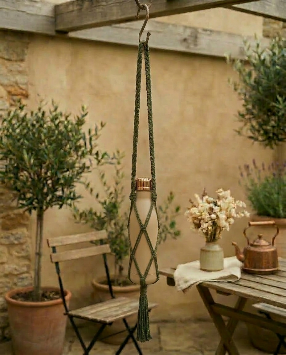 Macrame bottle carrier bag