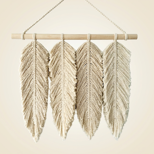 Handmade Macramé Feather Wall Hanging – Boho Wall Décor