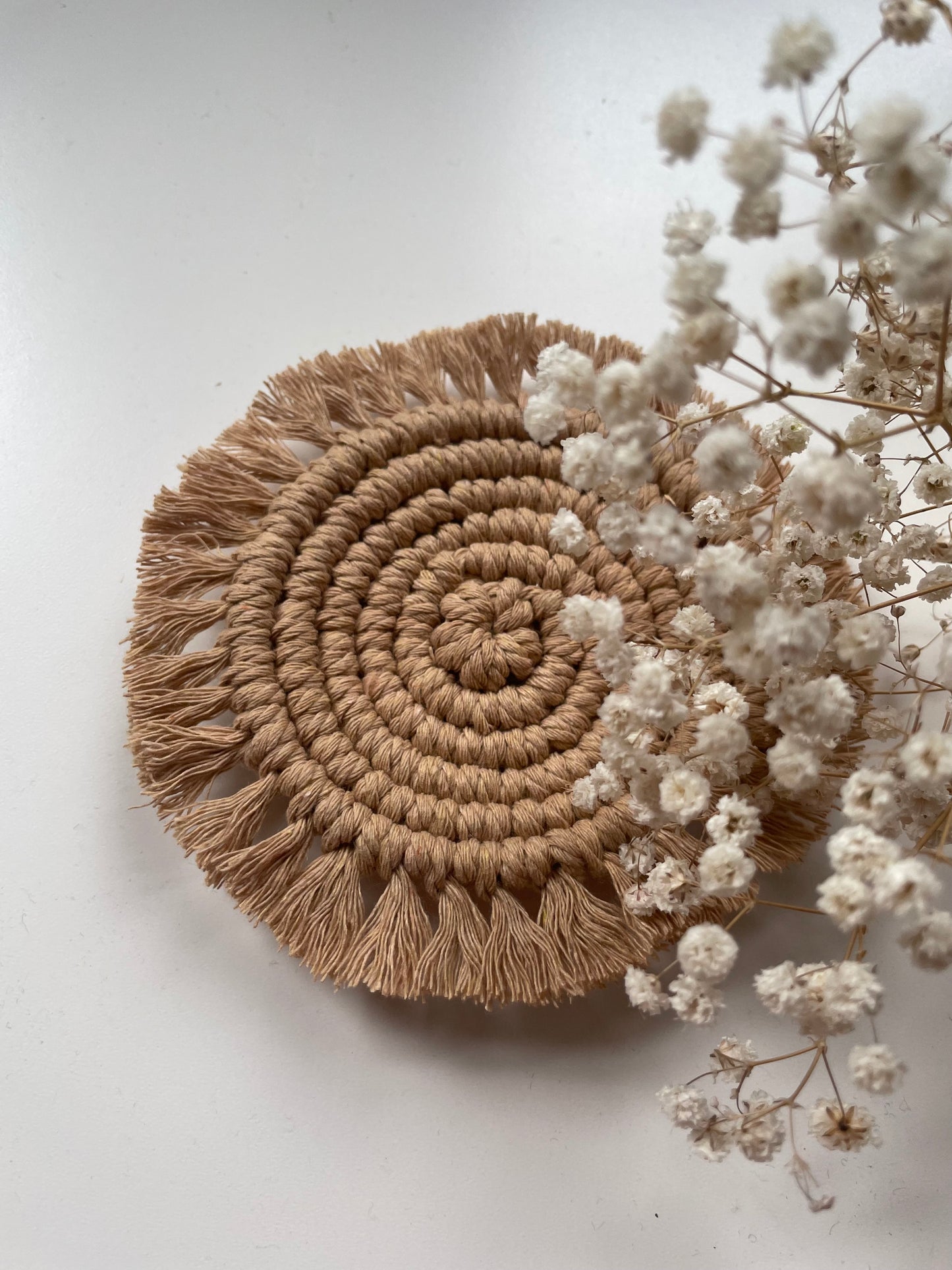 Macrame round coaster, set of 4 coasters