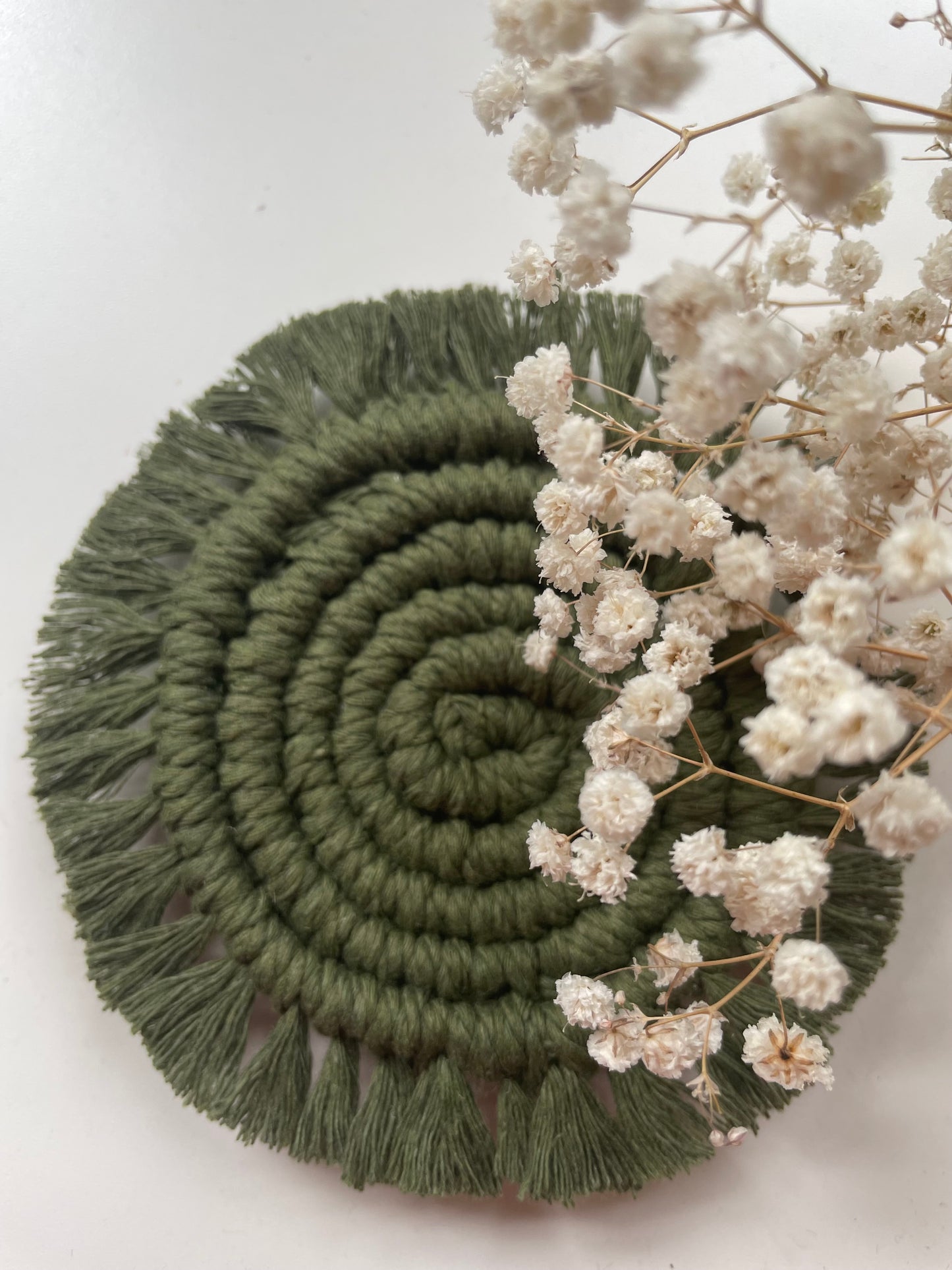 Macrame round coaster, set of 4 coasters
