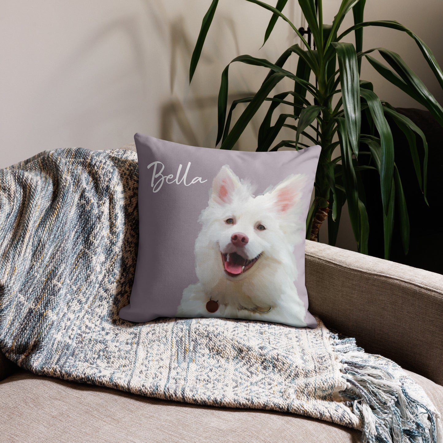 Personalised cushion with pet illustration