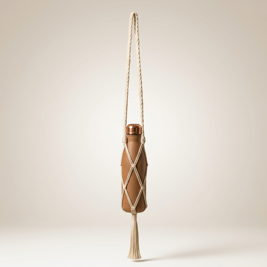 Macrame bottle carrier bag