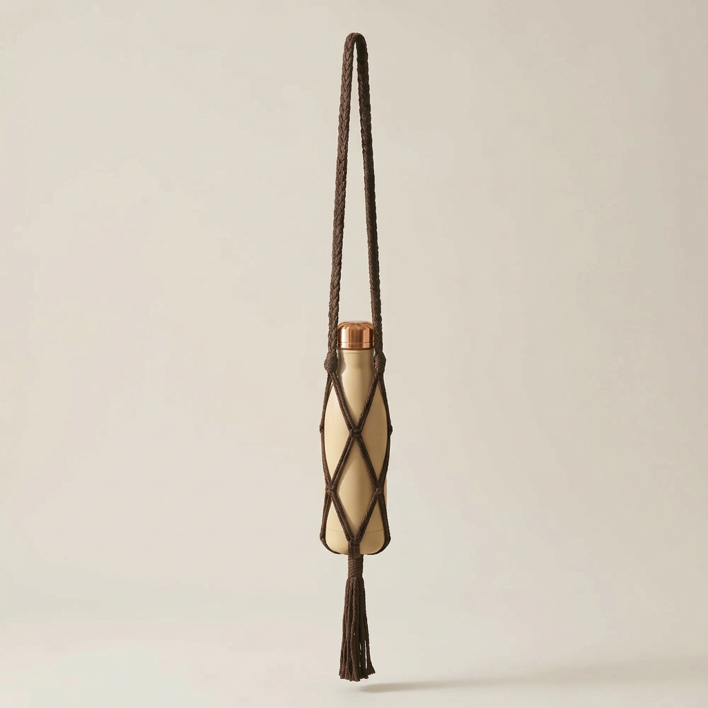 Macrame bottle carrier bag