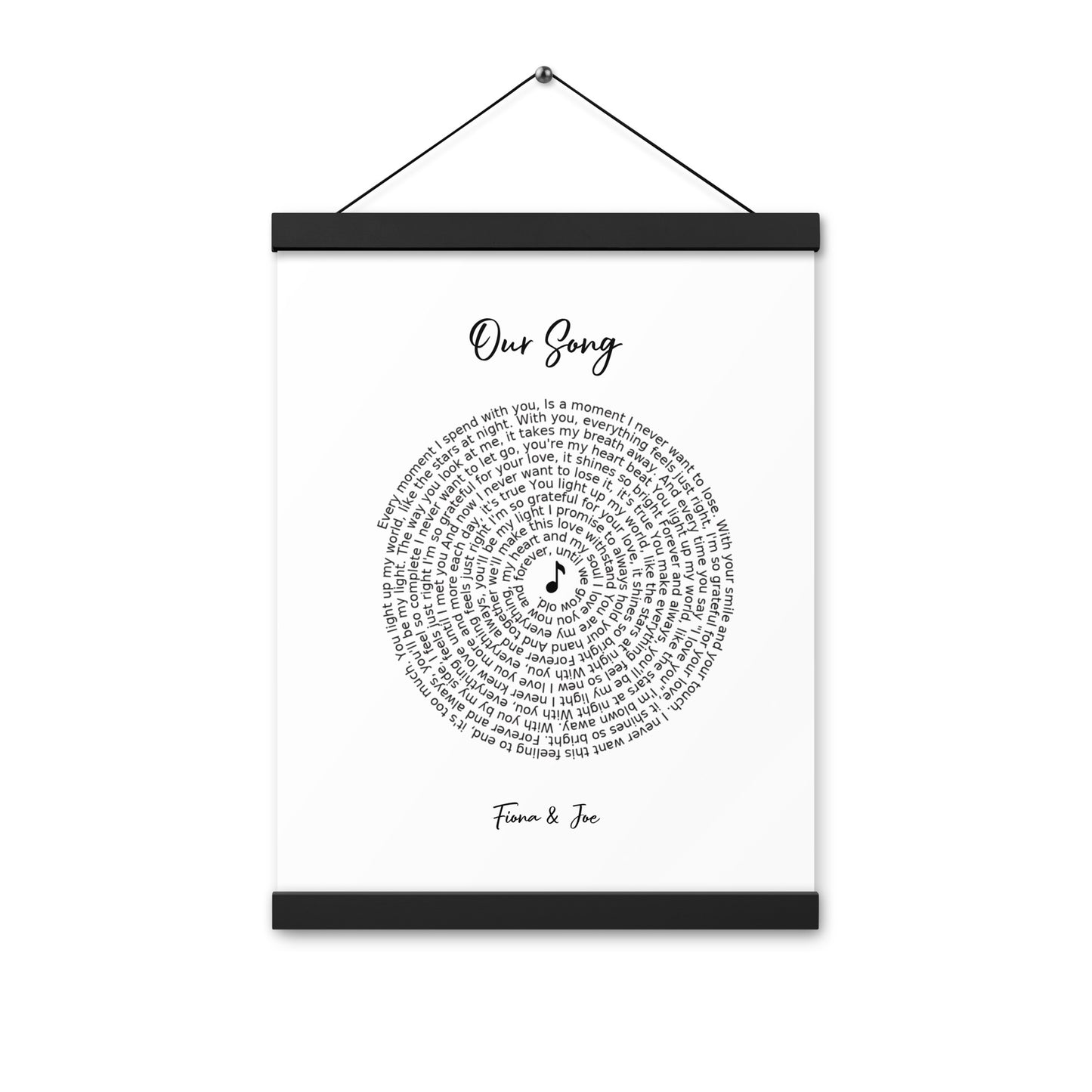 Personalised favourite song framed poster