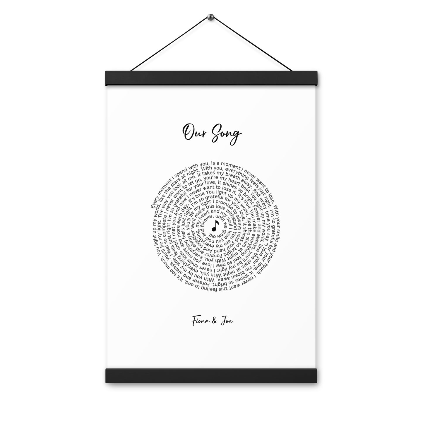 Personalised favourite song framed poster