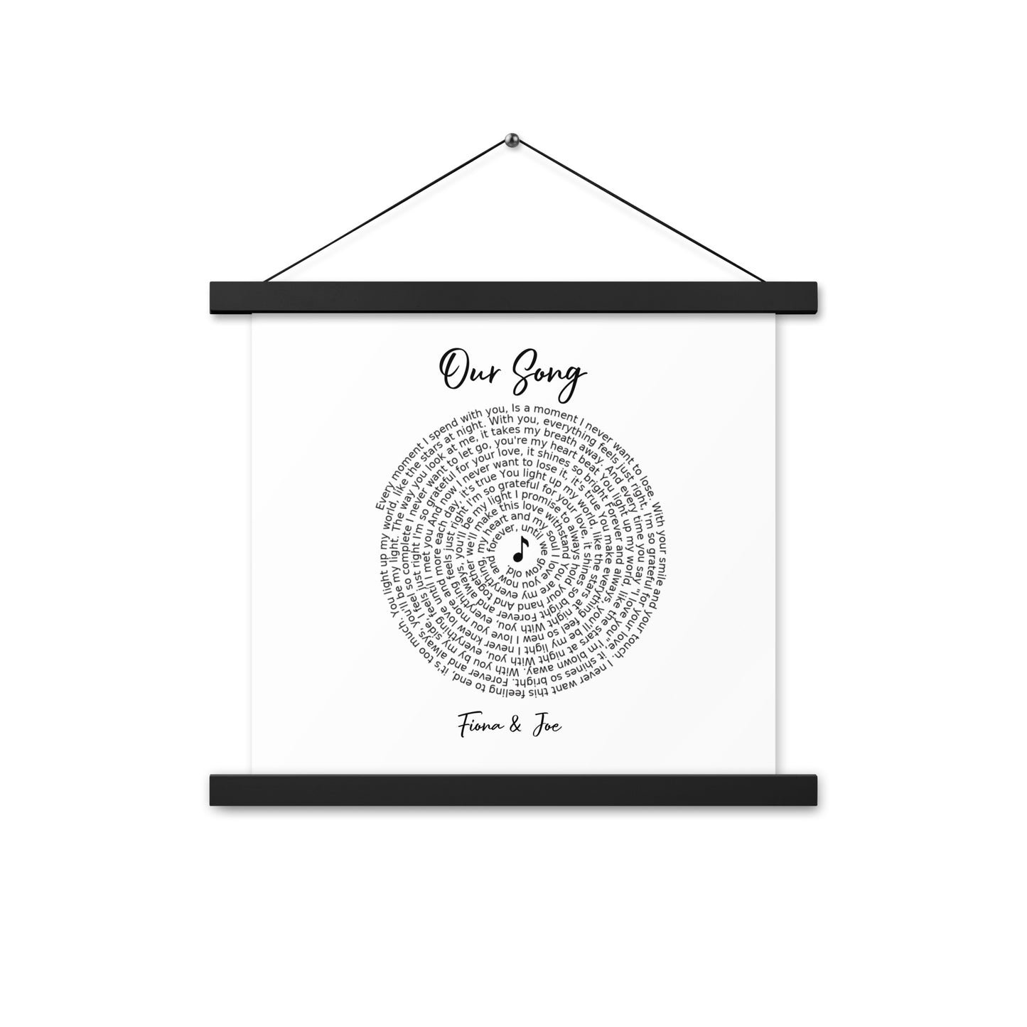 Personalised favourite song framed poster