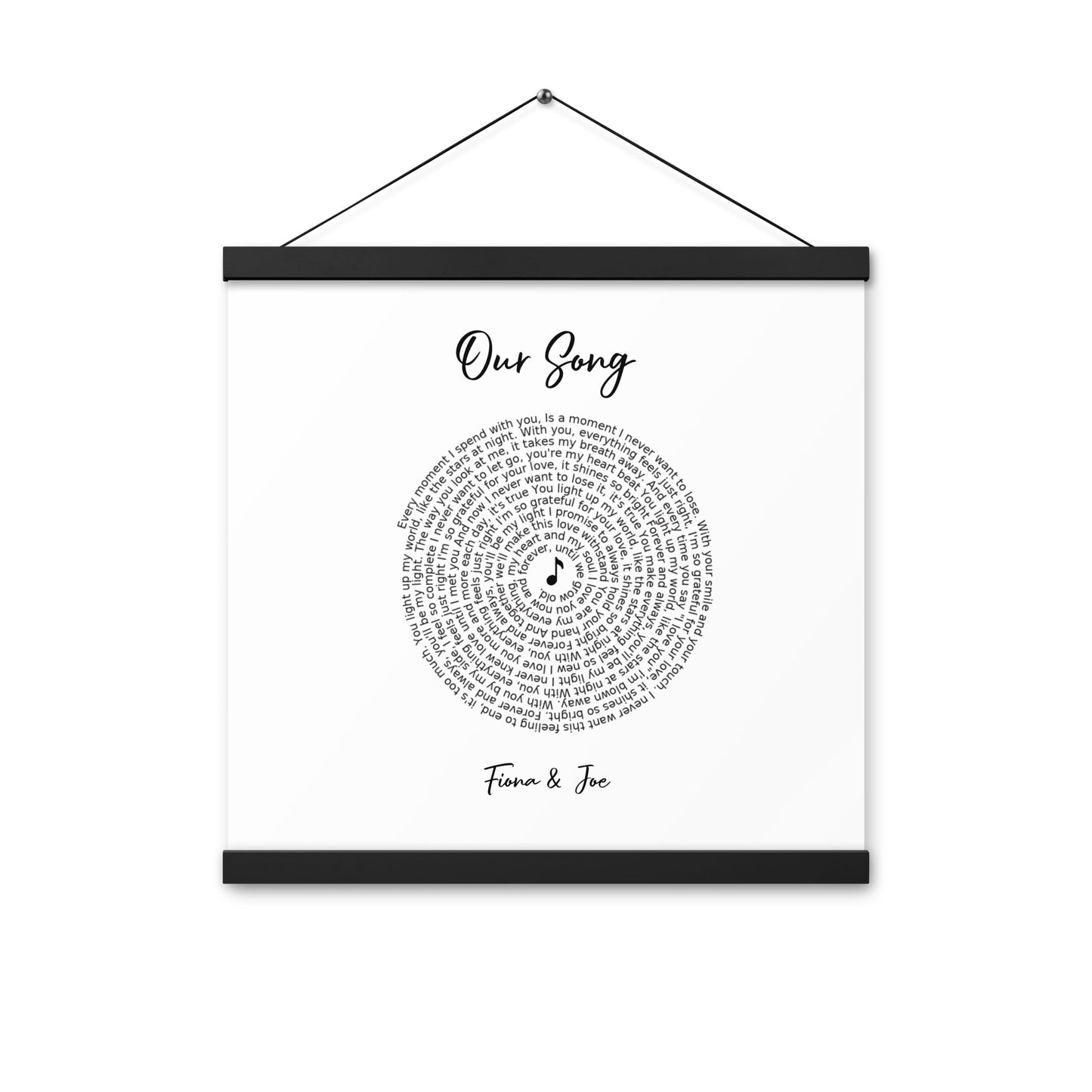 Personalised favourite song framed poster