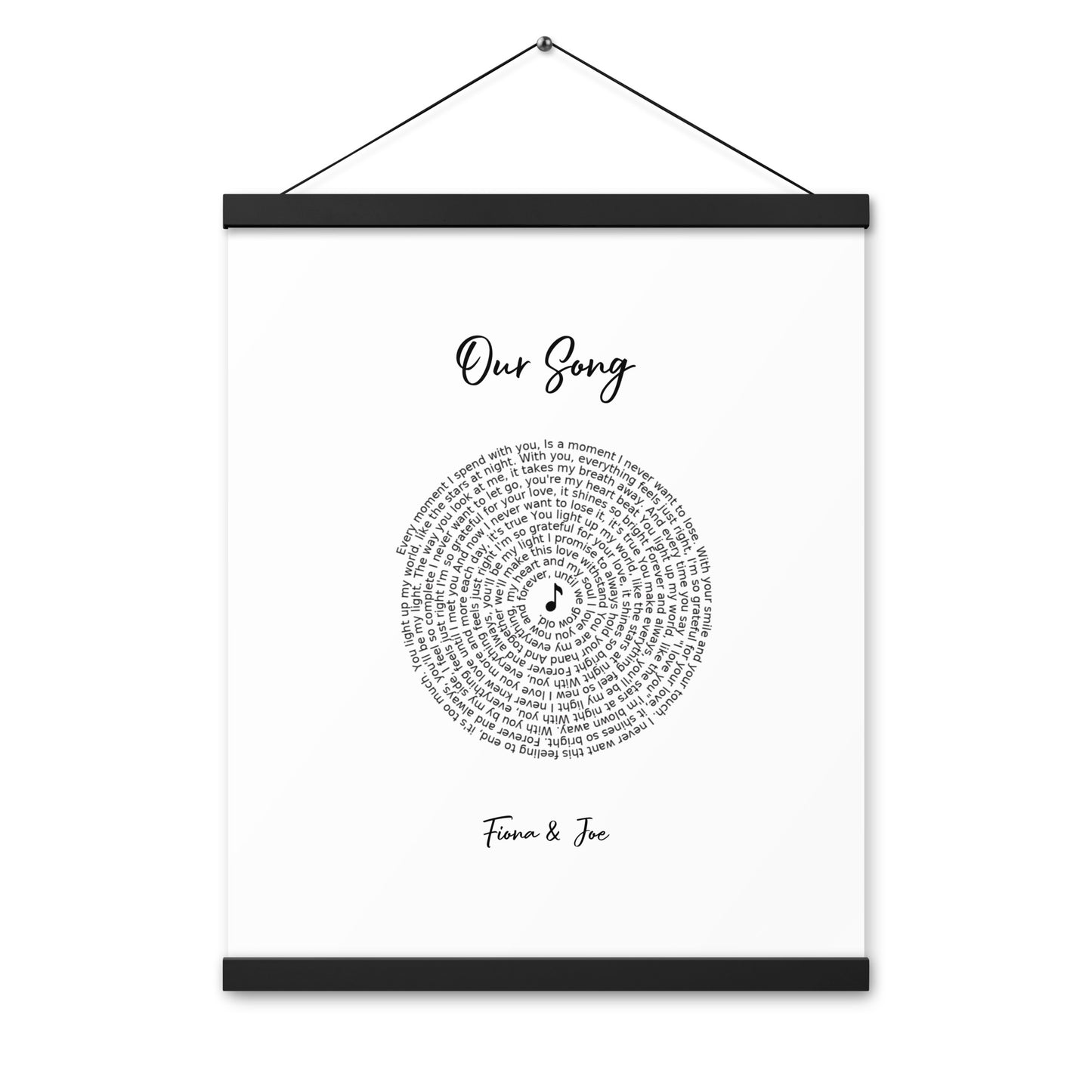 Personalised favourite song framed poster