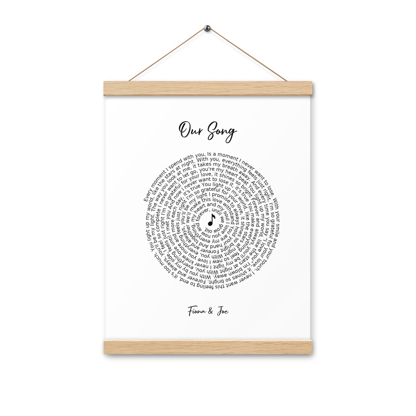 Personalised favourite song framed poster