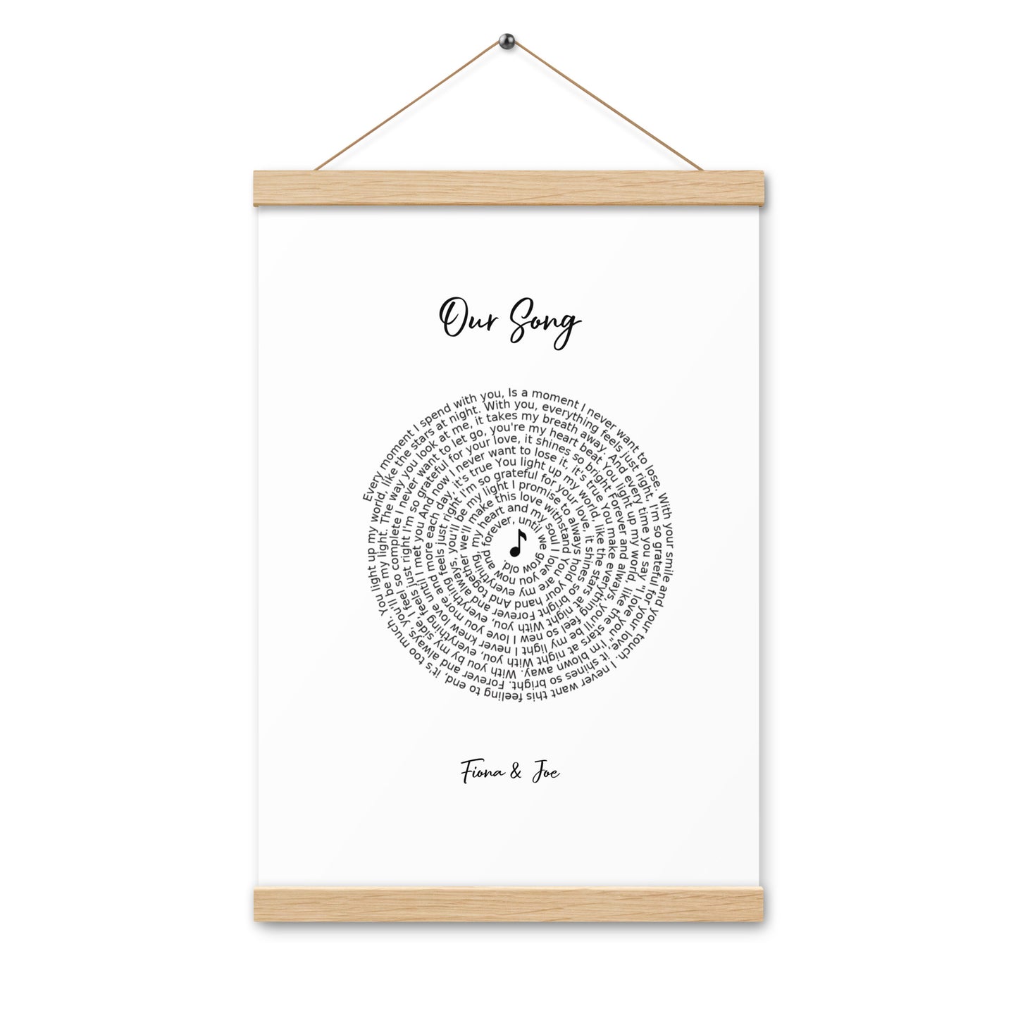Personalised favourite song framed poster