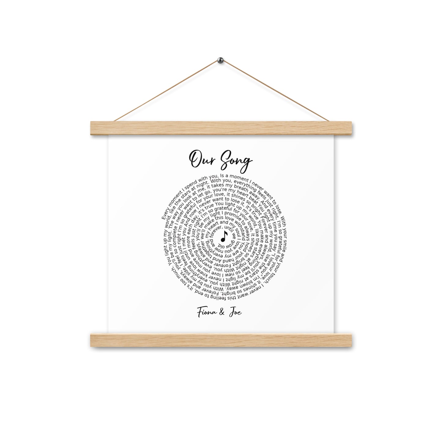 Personalised favourite song framed poster
