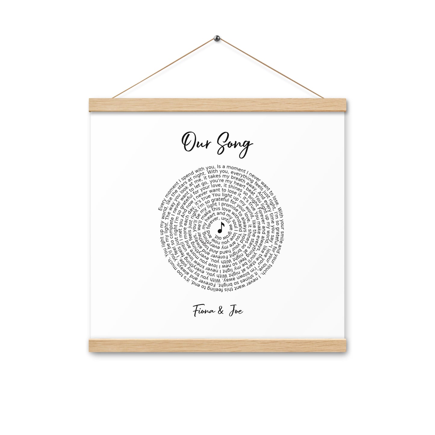 Personalised favourite song framed poster