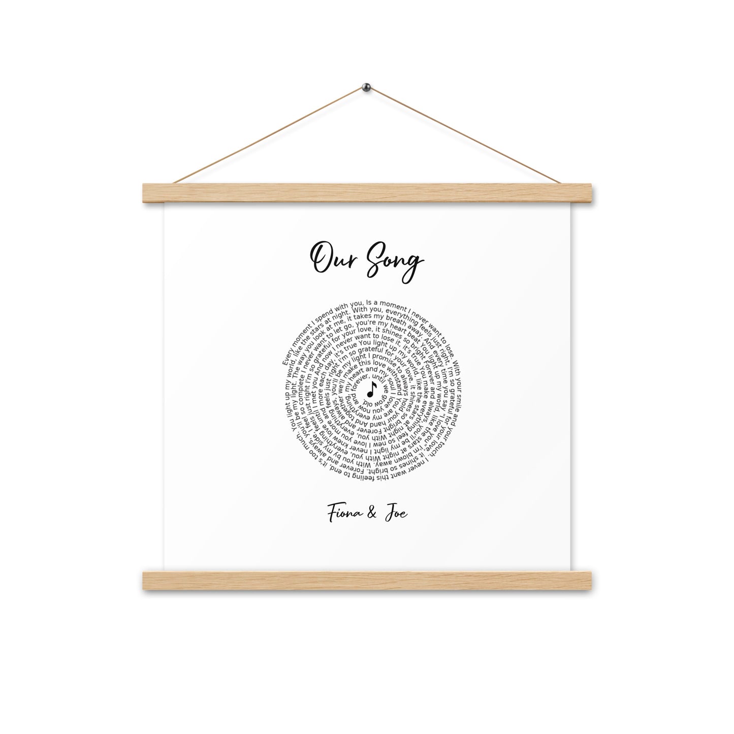 Personalised favourite song framed poster