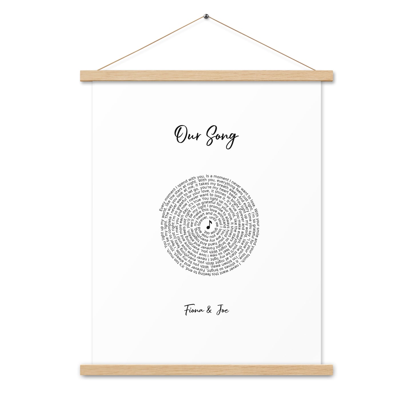 Personalised favourite song framed poster