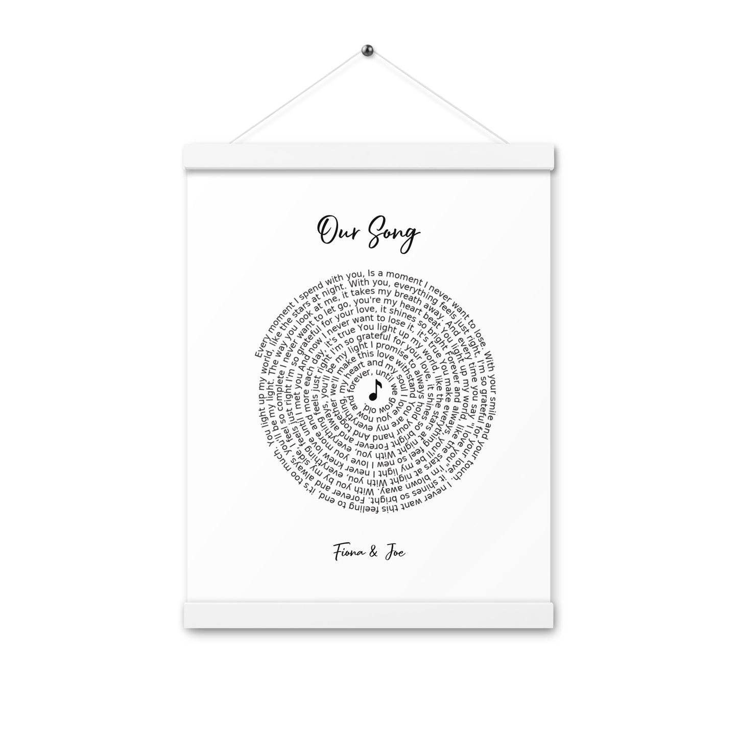 Personalised favourite song framed poster