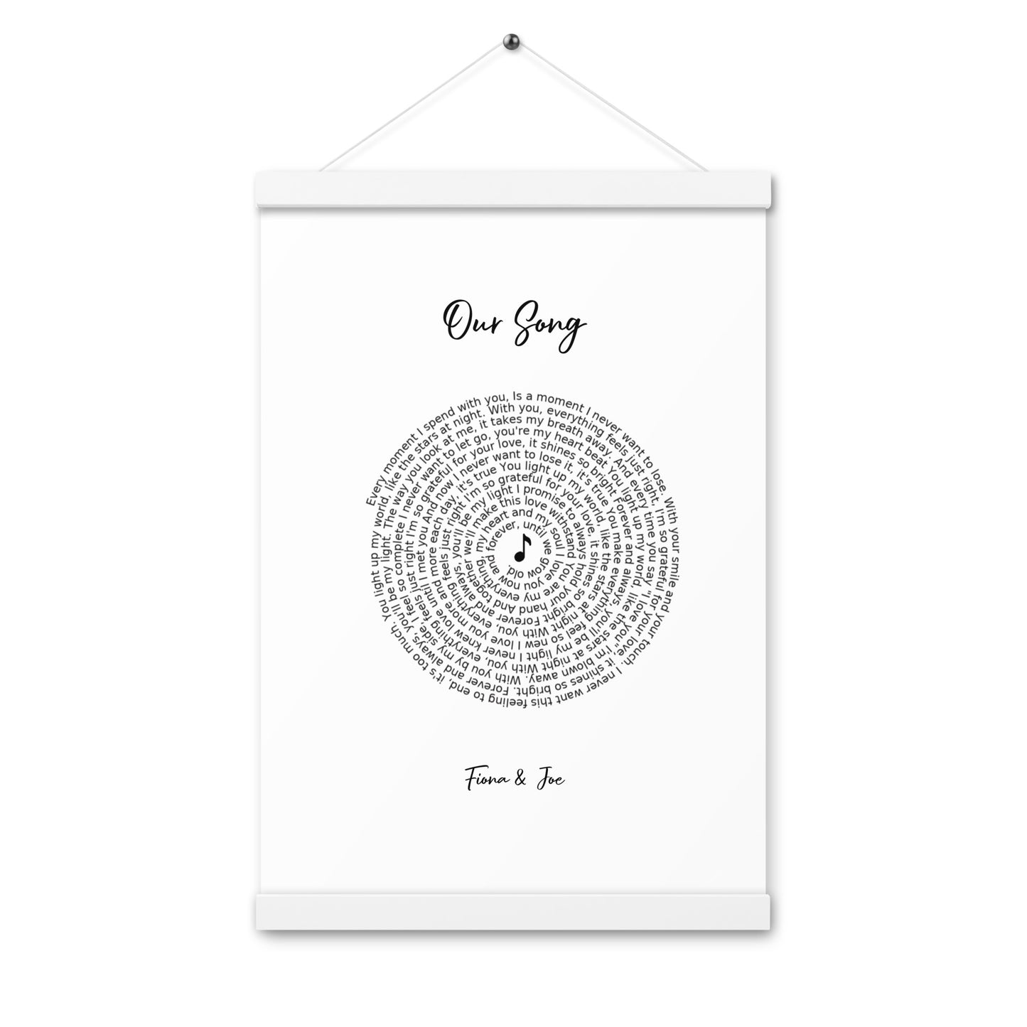 Personalised favourite song framed poster