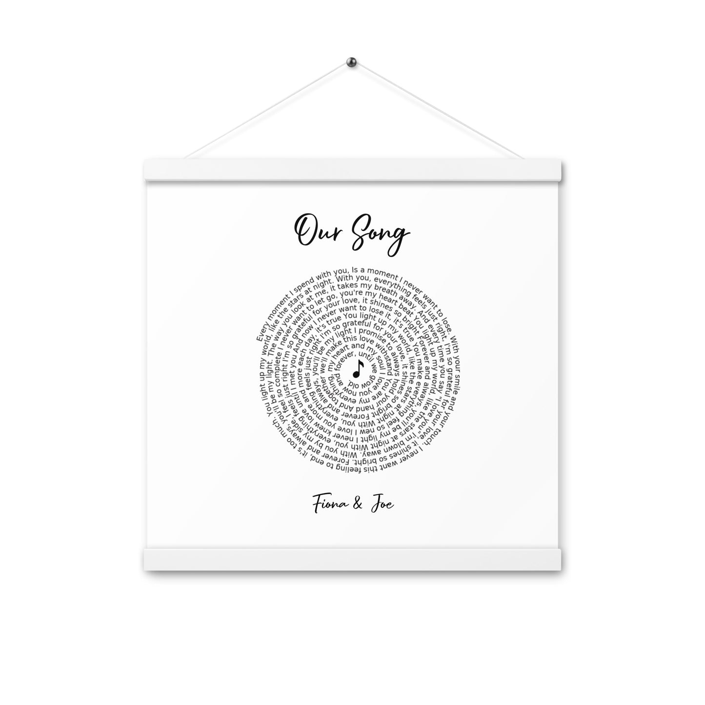 Personalised favourite song framed poster