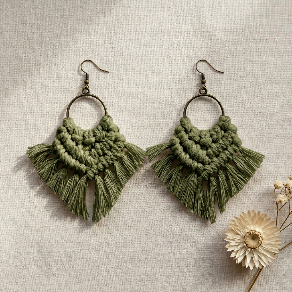 Handmade Macramé Hoop Earrings – Boho Earrings UK