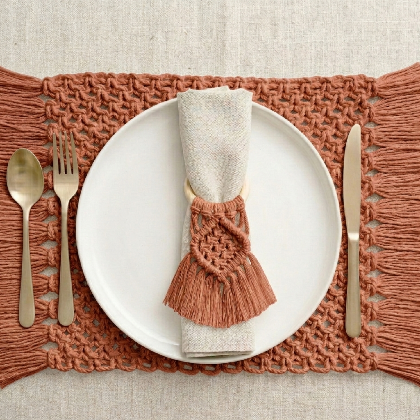 Handmade Macramé Napkin Ring – Boho Table Décor
