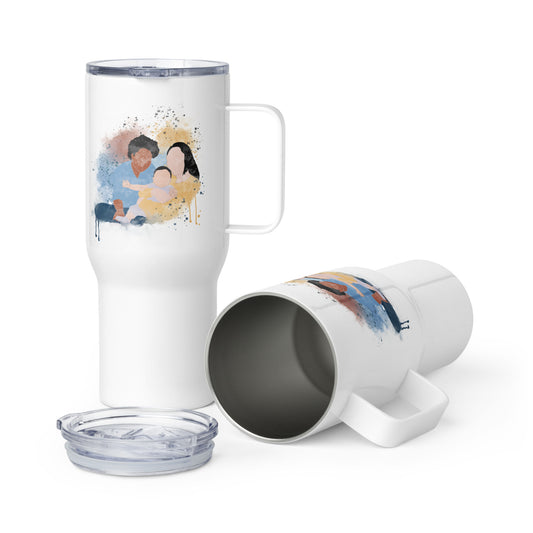 Personalised faceless Travel mug with a handle