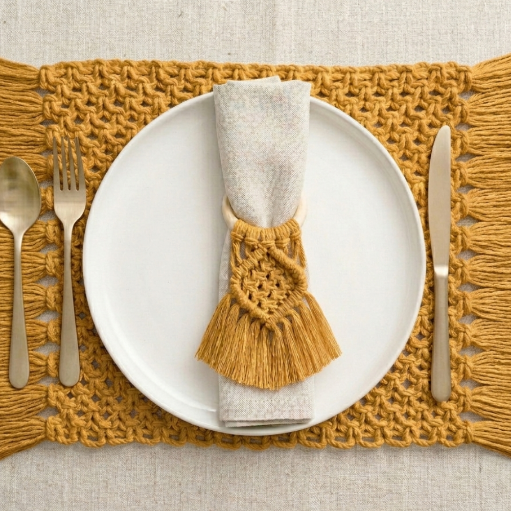 Handmade Macramé Napkin Ring – Boho Table Décor