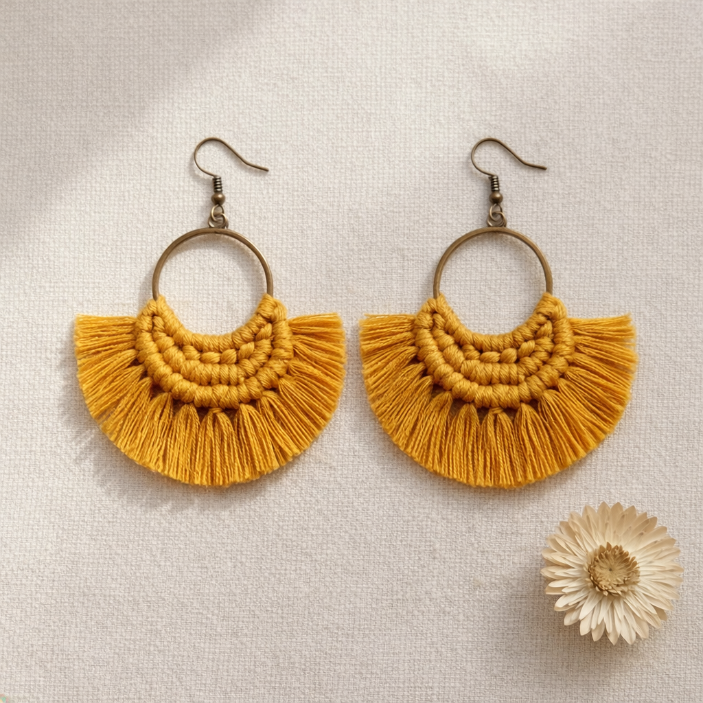 Handmade Macramé Hoop Earrings – Boho Earrings UK