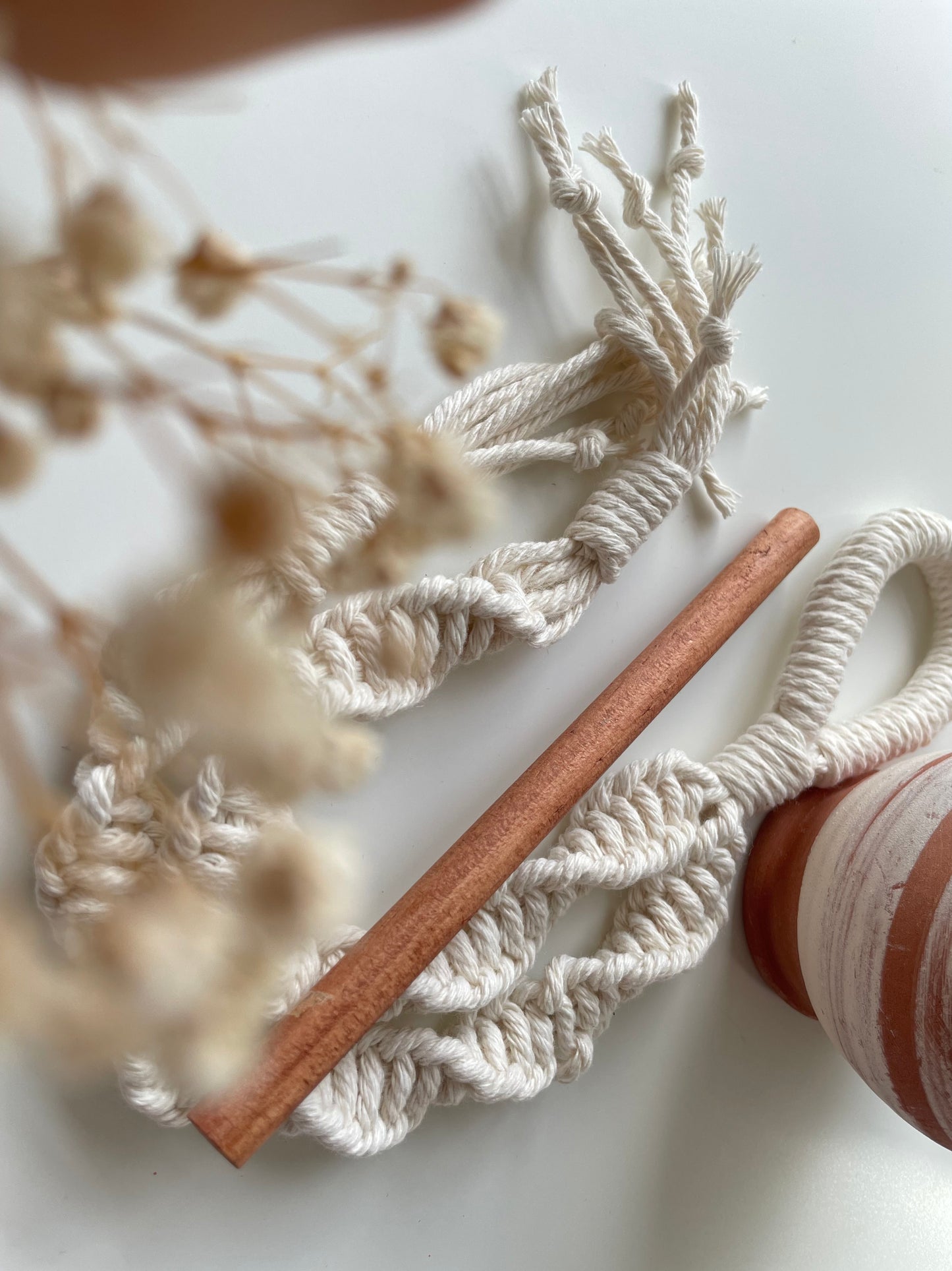 Macrame toilet roll hanger