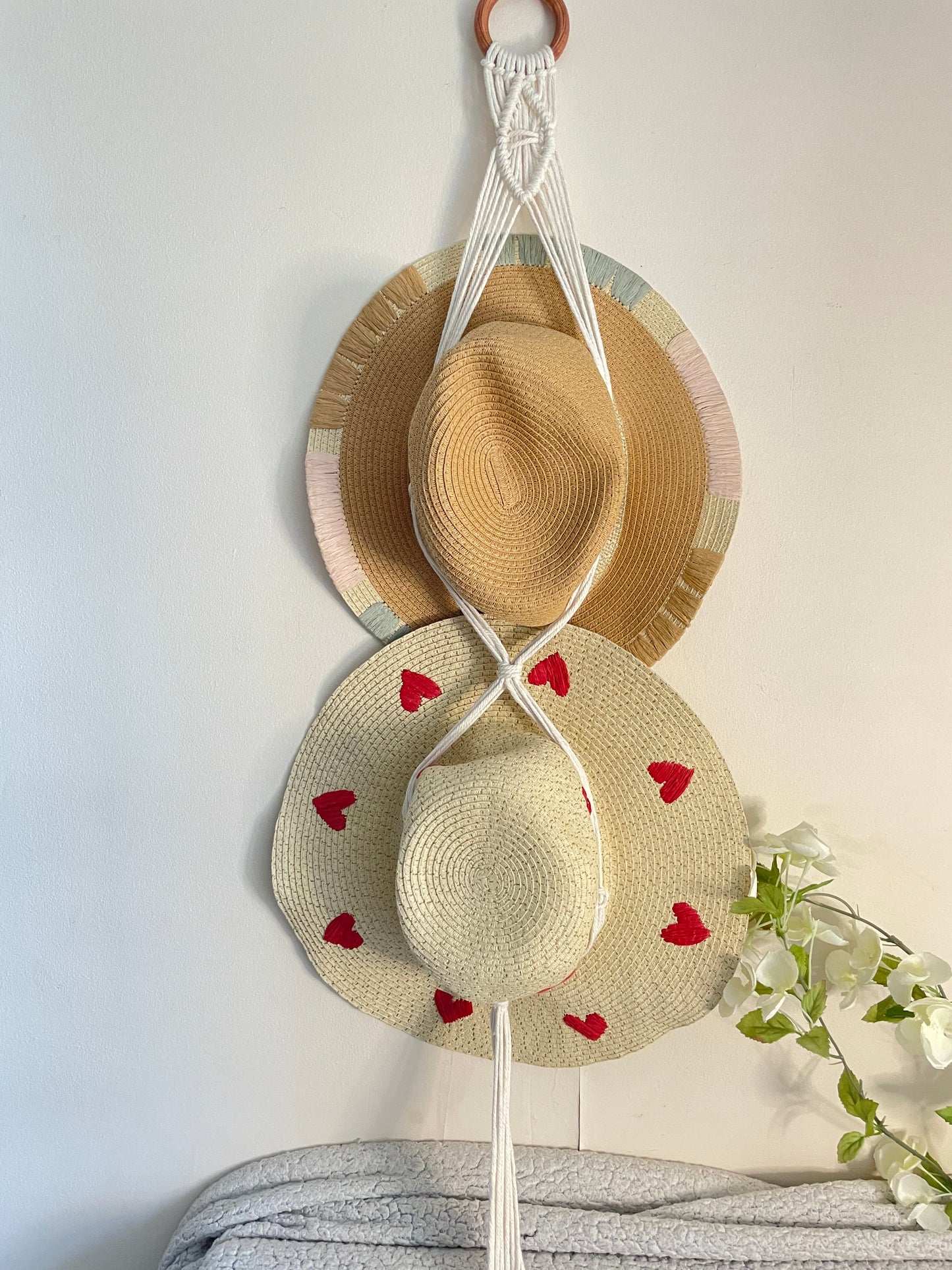 Macrame Summer Hats Wall Hanging Organiser