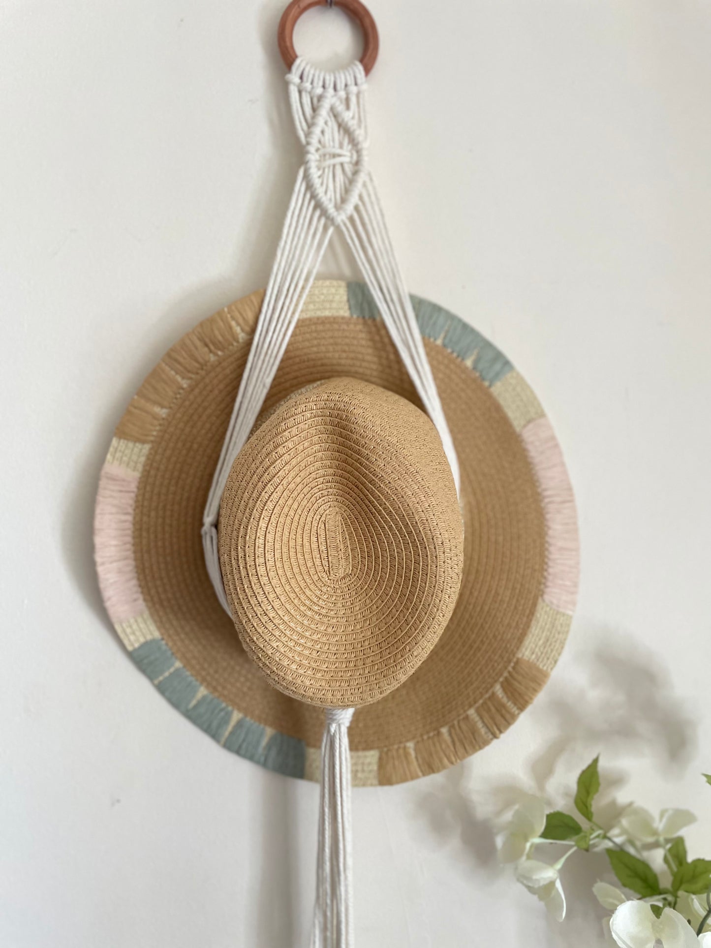 Macrame Summer Hats Wall Hanging Organiser