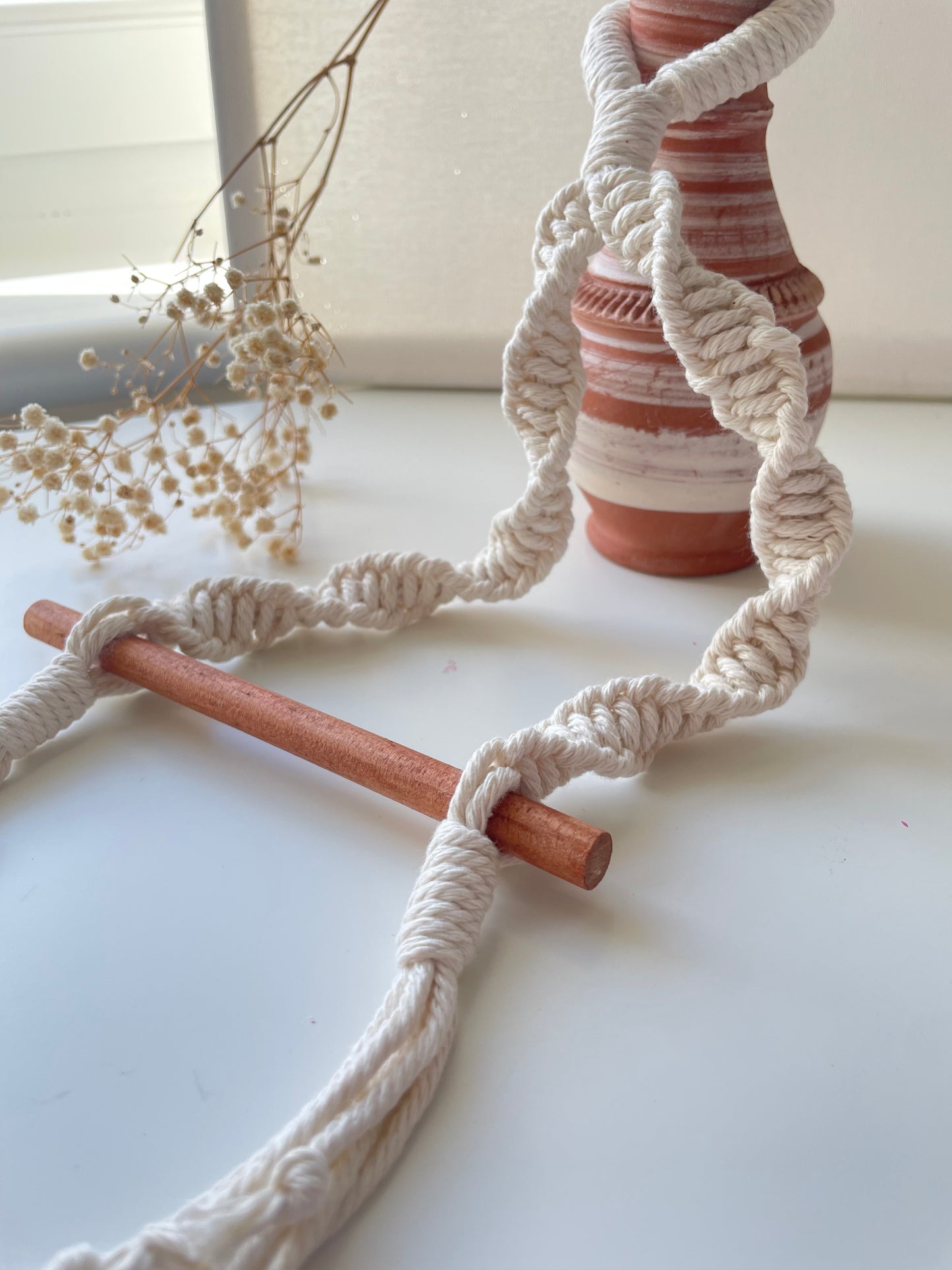 Macrame toilet roll hanger