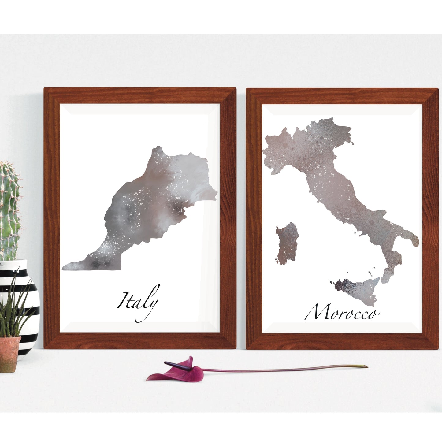 Personalised Multicolours Map, Set of Two