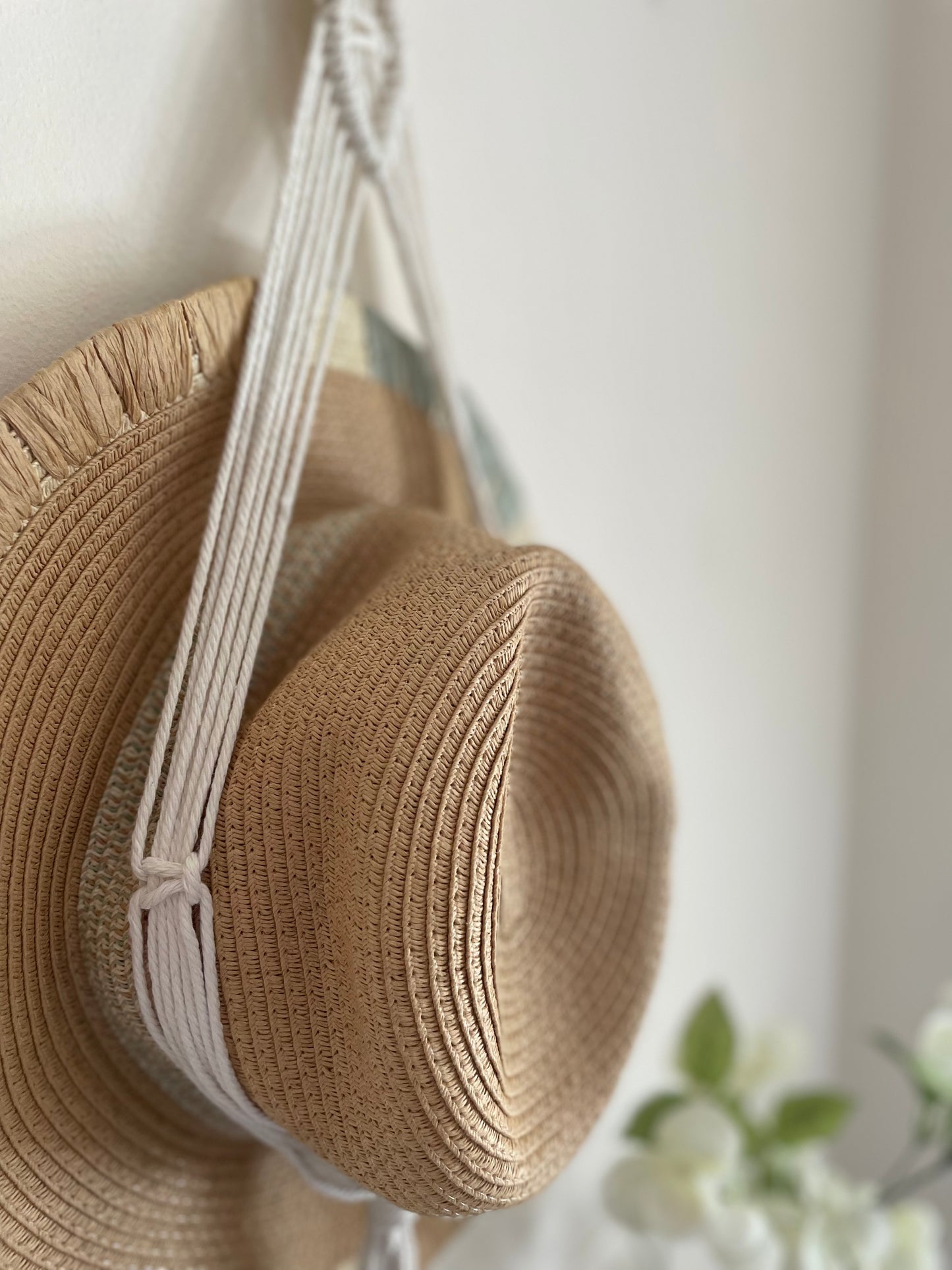 Macrame Summer Hats Wall Hanging Organiser