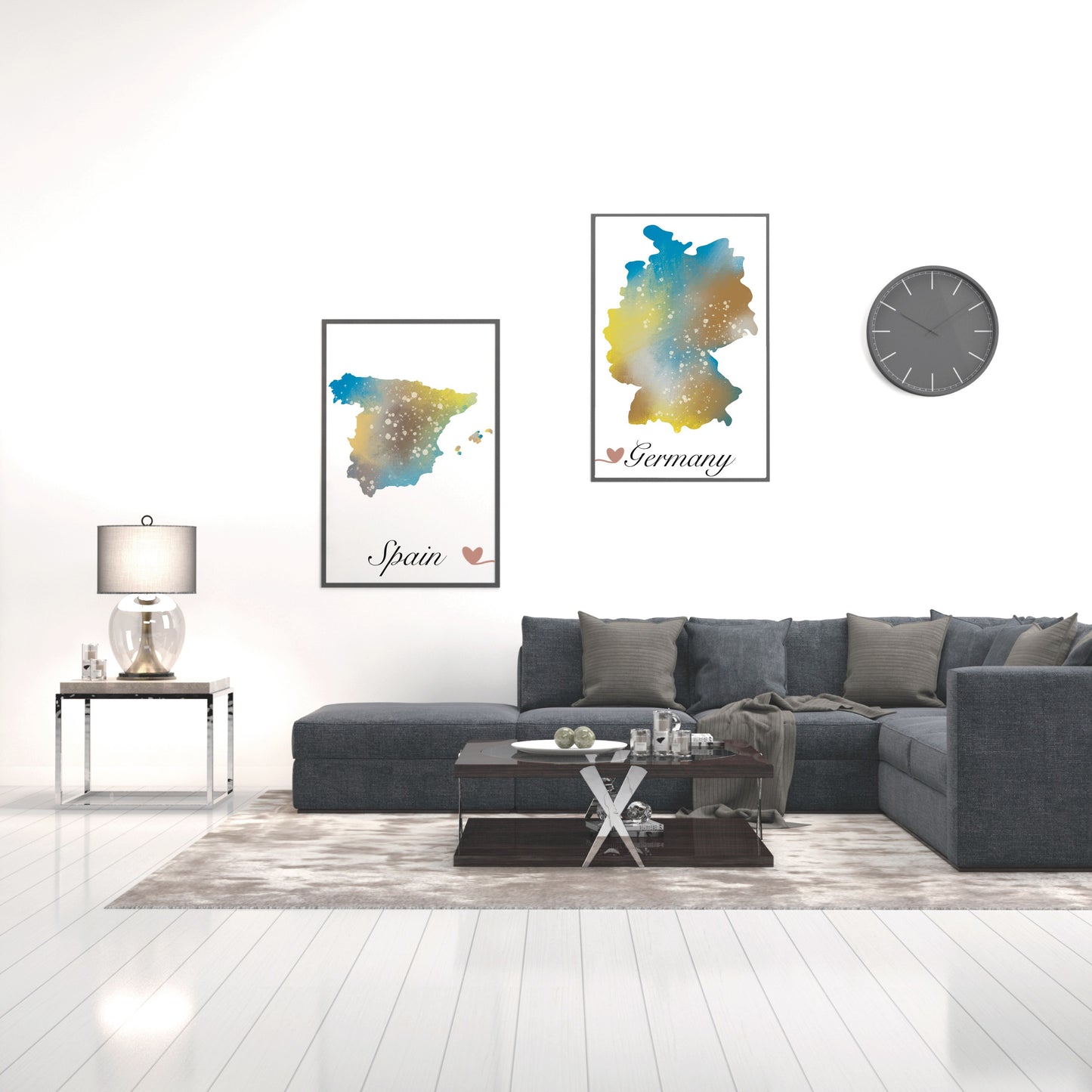 Personalised Multicolours Map, Set of Two