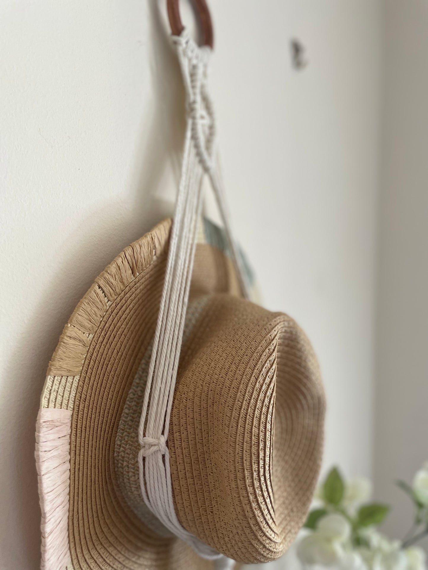 Macrame Summer Hats Wall Hanging Organiser