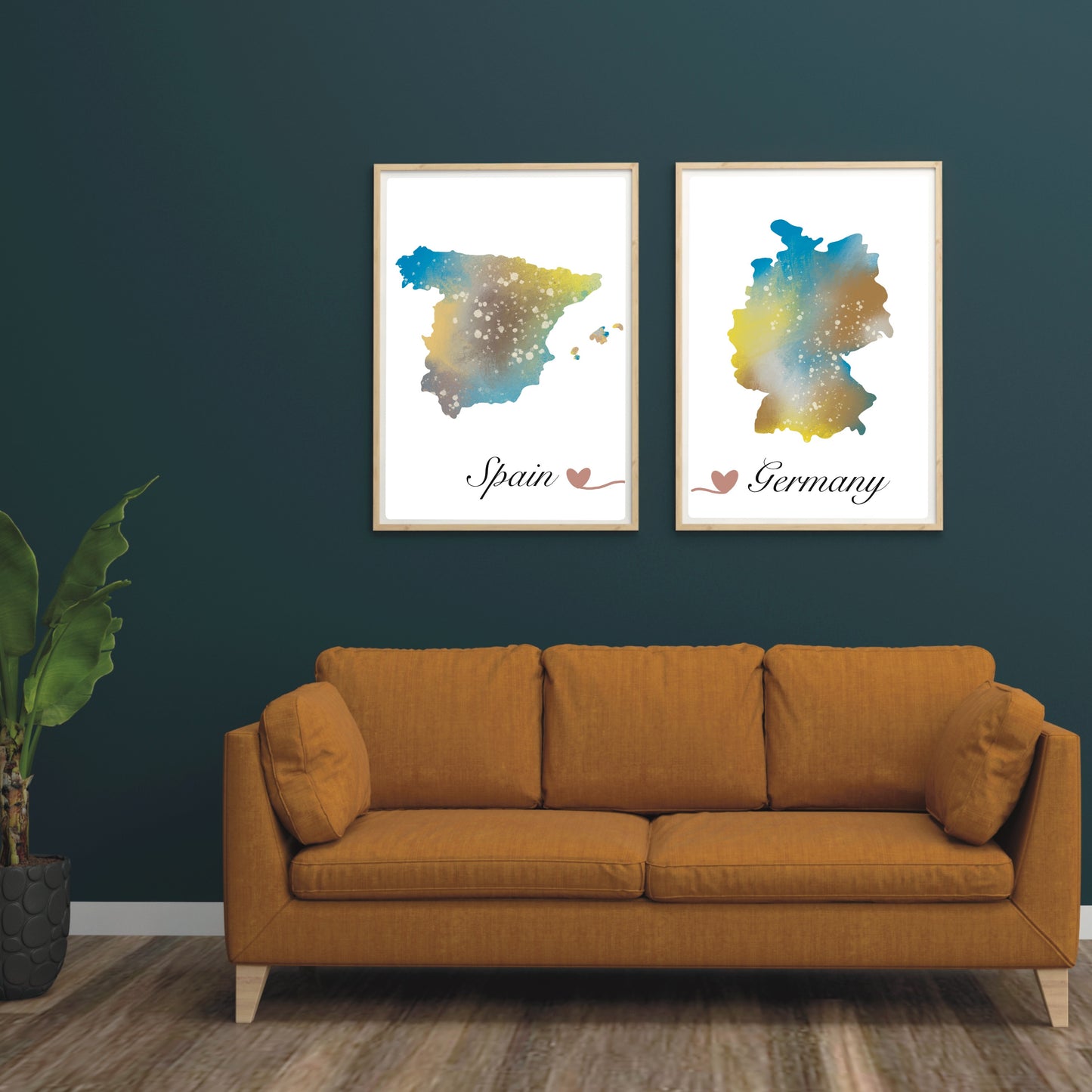 Personalised Multicolours Map, Set of Two