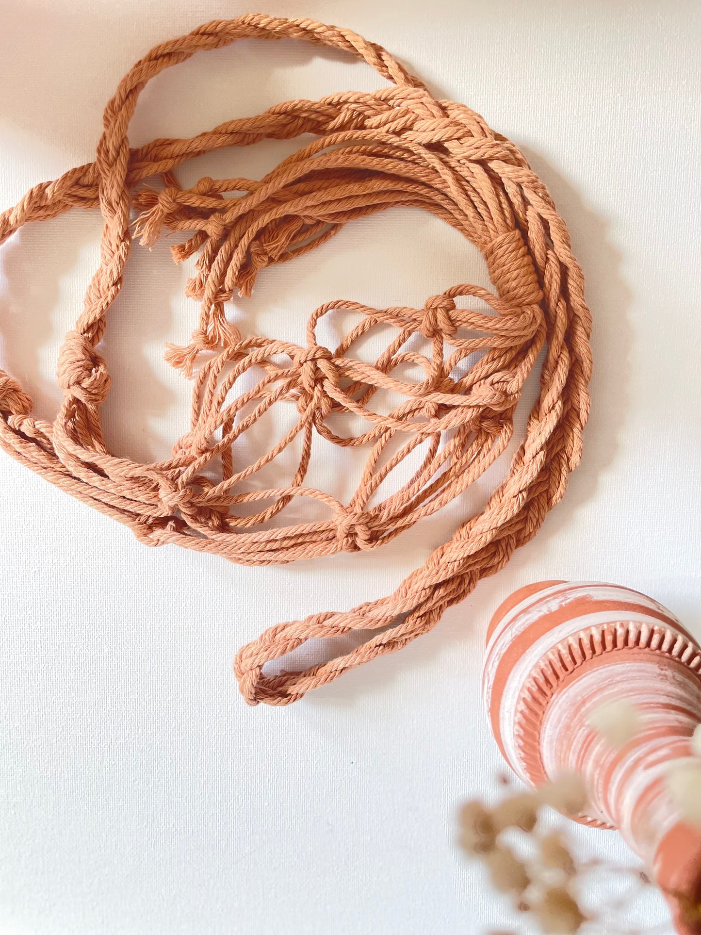 Macrame bottle carrier bag